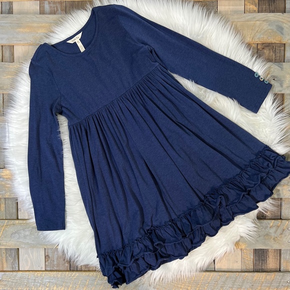 Like New! [Matilda Jane] Blue Crew Long Sleeve Ruffled Layering DressGirls 14
